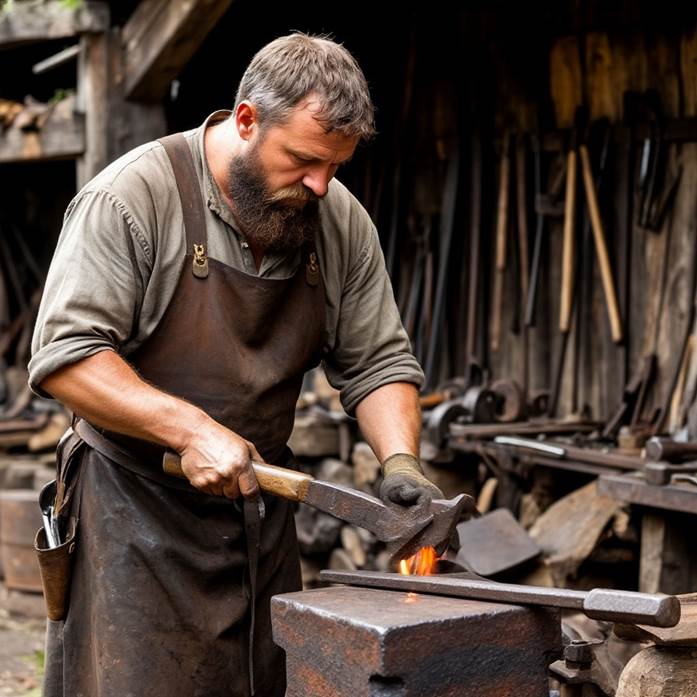 Изображение выглядит как человек, одежда, металлообработка, кузнец